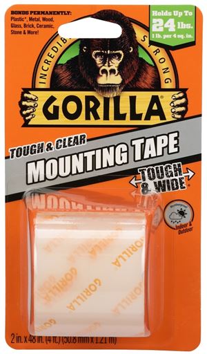 Gorilla 104671 Mounting Tape, 48 in L, 2 in W, Clear, Pack of 4