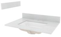 CRAFT + MAIN STE31228SWR Vanity Top, 31 in OAL, 22 in OAW, Stone/Vitreous China, Silver Crystal White, Undermount Sink