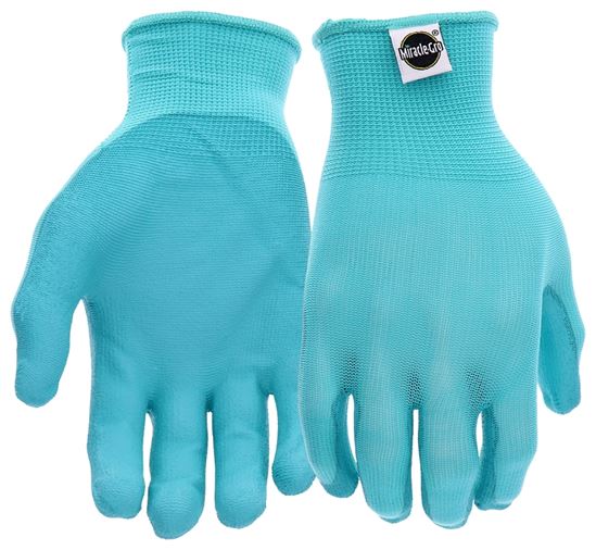 Miracle-Gro MG37164-W-ML Breathable, Lightweight Grip Gloves, Women's, M/L, Elastic Knit Cuff, Polyurethane Coating