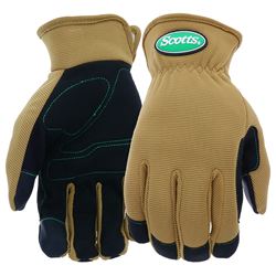 Scotts SC86111-L Gloves, Womens, L, Reinforced Thumb, Shirred Elastic Cuff, Spandex/Synthetic Leather, Brown