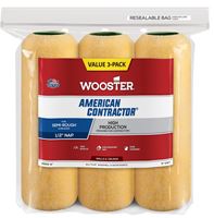 WOOSTER AMERICAN CONTRACTOR R569-9 Roller Cover, 1/2 in Thick Nap, 9 in L, Fabric Cover