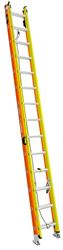 WERNER GLIDESAFE T6200-2GS Series T6228-2GS Extension Ladder, 27 ft H Reach, 300 lb, 28-Step, Fiberglass, Orange/Yellow