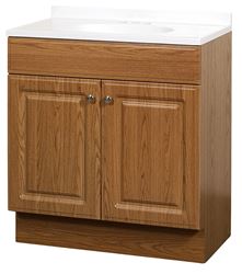 Zenna Home RBC30KK 2-Door Raised Panel Vanity with Top, Wood, Oak, Cultured Marble Sink, White Sink