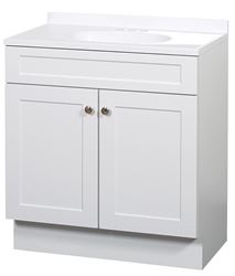 Zenna Home SBC36WW 2-Door Shaker Vanity with Top, Wood, White, Cultured Marble Sink, White Sink