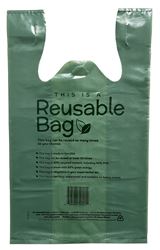 R3 T59021 Reusable Bag, 20.65 L Capacity, 12 in W, 20 in H, HMW-HDPE/LLDPE/PCR, Green 