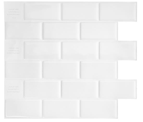 Smart Tiles Mosaik Series SM1020-4 Wall Tile, 10.95 in L Tile, 9.7 in W Tile, Straight Edge, Subway Pattern, White  6 Pack
