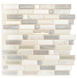 Smart Tiles Mosaik Series SM1112G-04-QG Wall Tile, 9.36 in L Tile, 9.73 in W Tile, Crescendo Ciotta Pattern, Vinyl  6 Pack