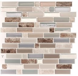 Smart Tiles Mosaik Series SM1097-4 Wall Tile, 9.36 in L Tile, 9.73 in W Tile, Straight Edge, Crescendo Terra Pattern  6 Pack