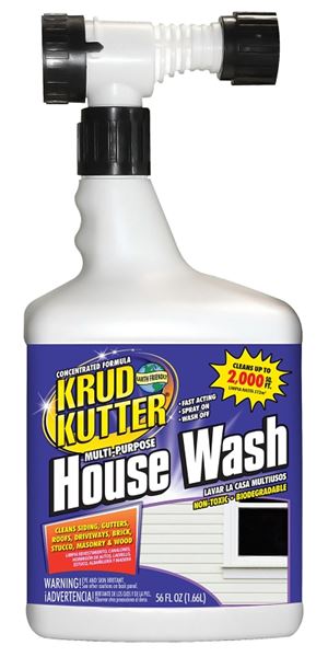 Krud Kutter HW56H4 House Wash, Liquid, Mild, Clear, 56 oz, Bottle