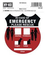 HY-KO HSV-204 Graphic Sign, IN CASE OF EMERGNCY PLEASE RESCUE, Silver Background, Vinyl, 4 in H x 4 in W Dimensions  6 Pack