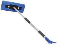 Snow Joe SJBLZD-LED Snow Broom and Ice Scraper, 7 in W Blade, Polyethylene Foam Blade, 33 to 52 in L Handle, Red 