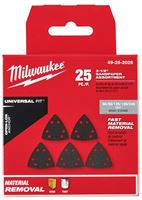 Milwaukee 49-25-2025 Triangle Sandpaper Variety Pack, 60, 80, 120, 180, 240 Grit, Silicon Carbide Abrasive, 3-1/2 in L