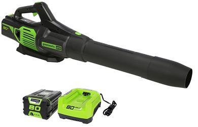 Greenworks 2410002VT Leaf Blower, Battery Included, 4 Ah, 80 V, 3-Speed, 730 cfm Air, 70 min Run Time
