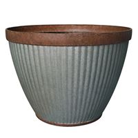 Southern Patio HDR-054795 Westlake Planter, 15 in Dia, Round, Resin, Rustic Galvanized, Silvery