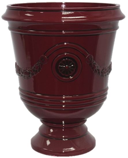 Southern Patio CMX-047025 Porter Urn, 15-1/2 in W, 15-1/2 in D, Ceramic/Resin Composite, Oxblood, Gloss