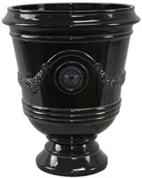 Southern Patio CMX-042464 Porter Urn, 15-1/2 in W, 15-1/2 in D, Ceramic/Resin Composite, Black, Gloss