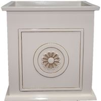 Southern Patio CMX-047001 Planter, 16 in H, 16 in W, 16 in D, Square, Ceramic, Ivory, Gloss 