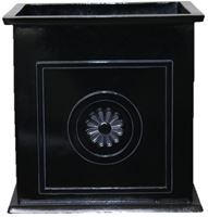 Southern Patio Colony Square CMX-042426 Planter, 16 in W, 16 in D, Square, Floral Medallions Design, Black, Gloss