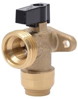 SharkBite 25560LF Push-to-Connect Angle Valve, 1/2 x 3/4 in Connection, Push x MHT, 200 psi Pressure, Brass Body