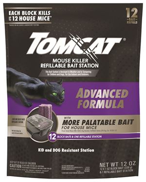Tomcat 0372905 Mouse Killer Refillable Bait Station, 12 Mice Bait, Purple/Violet, 12/PK