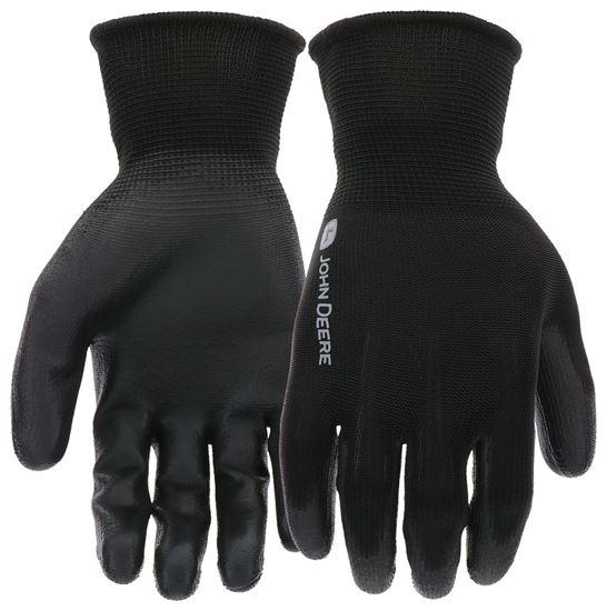 John Deere JD37214-L-5P Breathable Work Gloves, Men's, L, Elastic Knit Cuff, Polyurethane Coating, Polyester Glove
