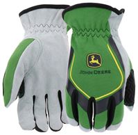John Deere JD00035-L All-Purpose Gloves, Mens, L, Reinforced Thumb, Slip-On Cuff, Cowhide Leather/Spandex