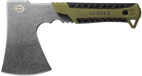 GERBER 31-003482 Pack Hatchet, Stainless Steel Blade, Rubber Handle, Full Tang Handle, Flat Sage Handle, 9.46 in L