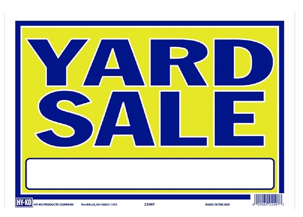 HY-KO 22407 Neon Sign, YARD SALE, Blue Legend, Yellow Background, Plastic, 9 in H x 13 in W Dimensions  10 Pack