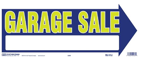 HY-KO 22461 Neon Directional Sign, GARAGE SALE (Arrow), Yellow Legend, Blue Background, Corrugated Plastic  5 Pack