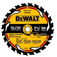 DeWALT ELITE Series DWAW71424B10 Circular Saw Blade, 7-1/4 in Dia, 5/8 in Arbor, 24-Teeth  10 Pack