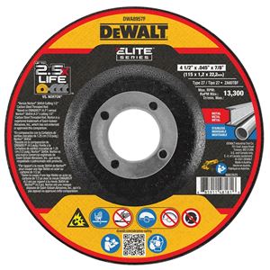 DeWALT ELITE DWA8957F Cutting Wheel, 5 in Dia, 0.04 in Thick, 7/8 in Arbor, Ceramic Abrasive