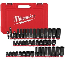Milwaukee SHOCKWAVE Impact Duty Series 49-66-7009 Socket Set, Steel, Specifications: 3/8 in Drive