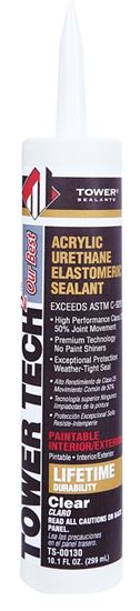 Tower Sealants Tower Tech2 TS-00130 Acrylic Urethane Sealant, Translucent, 7 to 14 days Curing, 10.1 fl-oz Cartridge  12 Pack