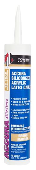Tower Sealants ACCURA TS-00062 Silicone Caulk, Brown, 7 to 14 days Curing, 40 to 140 deg F, 10.1 fl-oz Tube  12 Pack