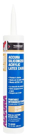 Tower Sealants ACCURA TS-00300 Silicone Caulk, Clear, 7 to 14 days Curing, 40 to 140 deg F, 10.1 fl-oz Tube  12 Pack
