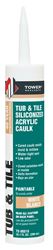 Tower Sealants TS-00515 Tub and Tile Siliconized Acrylic Caulk, White, 7 to 14 days Curing, 40 to 95 deg F, 10.1 fl-oz  12 Pack