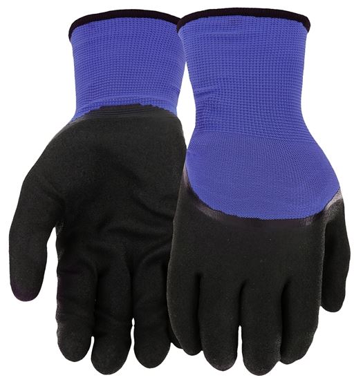 WEST CHESTER 93056/M Dipped Gloves, Men's, M, Elastic Knit Wrist Cuff, Nitrile Coating, Polyester Glove, Black/Blue