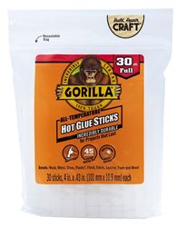 Gorilla 3033002 Hot Glue Stick, Clear, 30 Pack  6 Pack