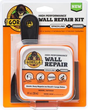 Gorilla 103959 High-Performance Wall Repair Kit, Semi-Solid, Off-White, Pack of 4