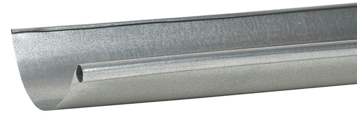 Amerimax L10265BX-U Gutter, 10 ft L, 5 ft W, Half Round, Single Bead Profile, 26 ga Thick Material, Steel, Galvanized, Pack of 5 