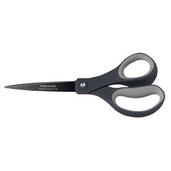 FISKARS 1067268 Scissors, 8 in OAL, Stainless Steel Blade, Soft Grip Handle, Gray Handle