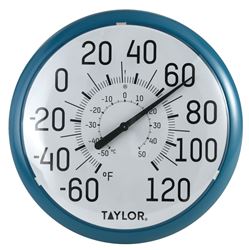 Taylor 6700TE Big and Bold Thermometer, -60 to 120 deg F, Teal Bezel