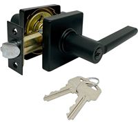 ProSource LS3X900YASR4V24 Entry Door Lock, Lever Handle, Matte Black, Metal, KA3, KW1 Keyway, 3 Grade, Matte Black