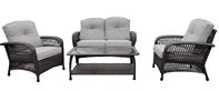 Seasonal Trends 171101 Bellevue Seating Set, Glass/Olefin/Steel/Wicker, Gray, 4-Piece