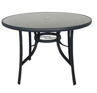 Seasonal Trends Table, Round, Steel, with Black Glass, 40 in