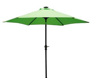 Seasonal Trends Tilt Umbrella, LED Lights, Steel 9 ft, Green