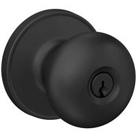 Schlage J Series J54 STR 622 Entry Door Lock, Knob Handle, Matte Black, Metal/Zinc, C Keyway, Residential, 3 Grade
