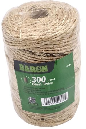 BARON 40106 Twine, 1/8 in Dia, 300 ft L, 7 lb Working Load, Natural Fiber, Brown