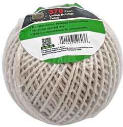 BARON 50603 Butcher Twine, 1/8 in Dia, 370 ft L, 13 lb Working Load, Cotton, Brown