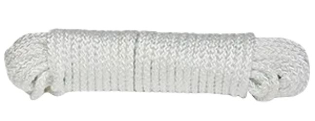 BARON 52803 Rope, 1/4 in Dia, 50 ft L, #8, 120 lb Working Load, Nylon, White